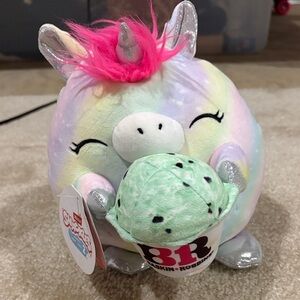 NWT Snackles Colorful Unicorn Plush Toy Baskin Robbin’s Ice Cream 8”